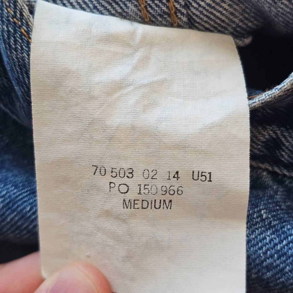 Vtg Levis Jean Jacket M Britain Hard Rock London Denim 70503-02 Trucker 80s 90s - Picture 5 of 14